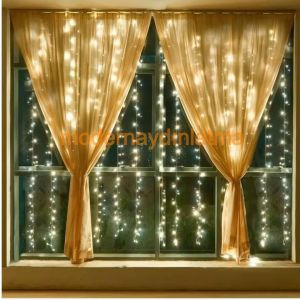 Lebis 2x2 Mt 400 Ledli Dış Mekan Perde Led Yılbaşı Işıklandırma Siyah Kablolu IP65