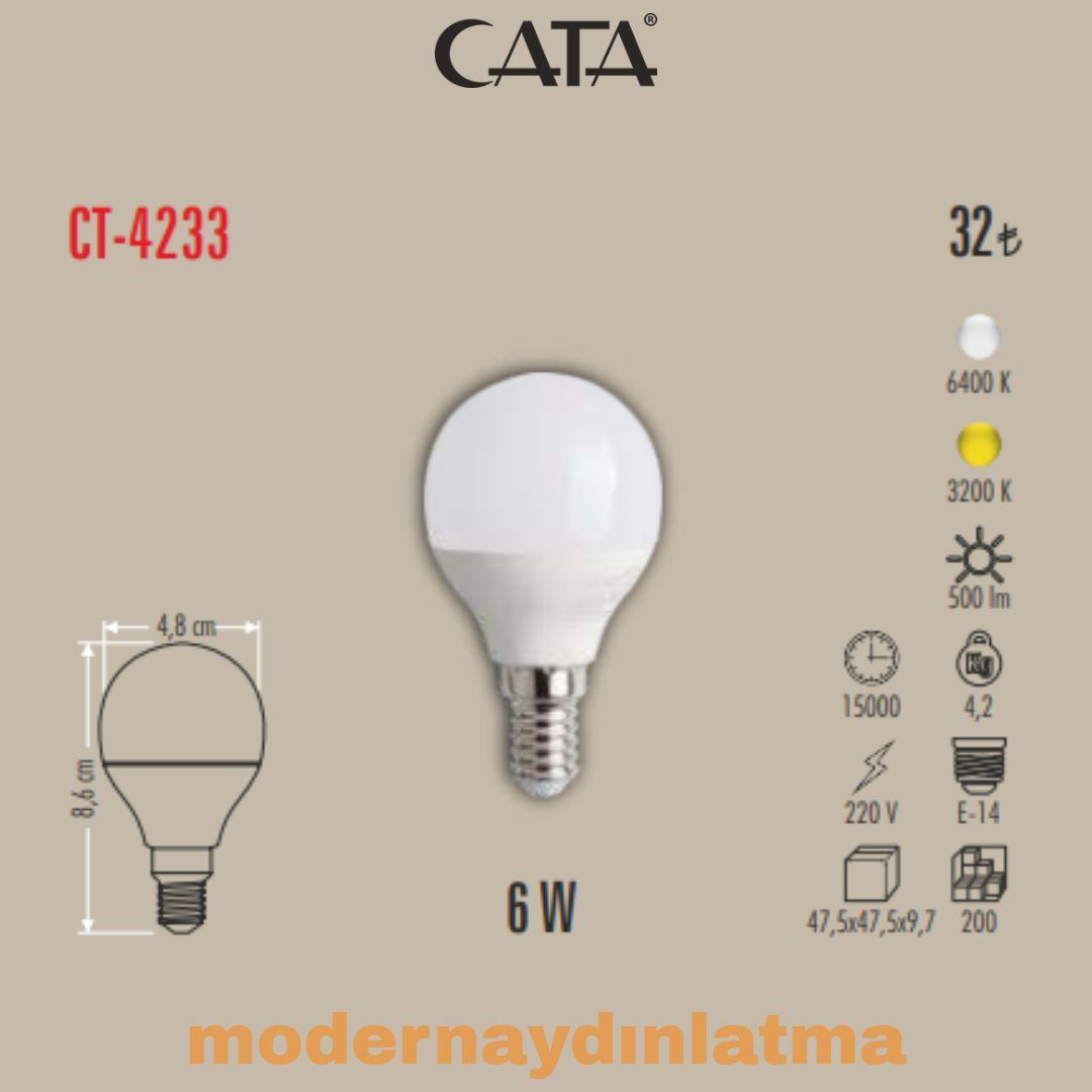 Cata CT-4233 6W E14 Duylu Led Ampül Günışığı
