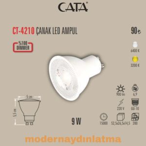 Cata CT-4210 9W Gu10 Duylu Dimmerli Led Ampül Beyaz Işık