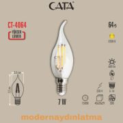 Cata CT-4064 7W E14 Duylu Kıvrık Rustik Led Ampül Günışığı