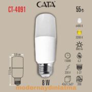 Cata CT-4091 8W E27 Duylu Pil Led Ampül Beyaz Işık