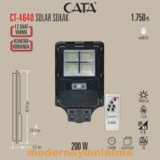 Cata CT-4640 200W Güneş Enerjili Solar Sokak Armatürü