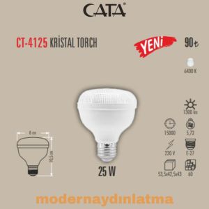 Cata CT-4125 25W E27 Duylu Kristal Torch Led Ampül Beyaz Işık