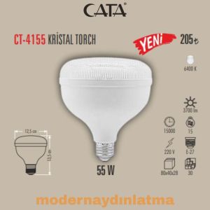 Cata CT-4155 55W E27 Duylu Kristal Torch Led Ampül Beyaz Işık