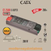 Cata CT-2580 24V 8 Amper Slim Şerit Led Trafosu
