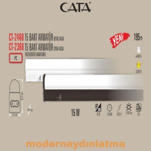 Cata CT-2368 90 Cm Eklenebilir T5 Led Bant Armatür Siyah Kasa Beyaz Işık
