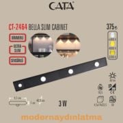 Cata CT-2464 Bella 3 Renkli Şarjlı Dimmerli Kabinet Dolap Aydınlatma  Siyah