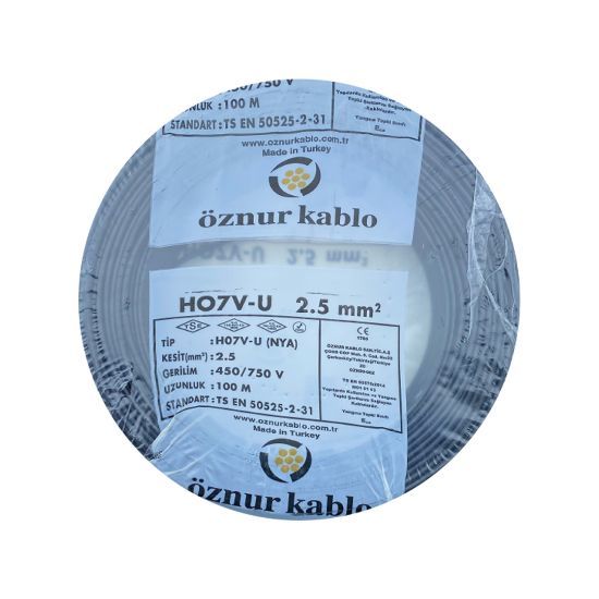 Öznur 2,5 luk Nya Kablo Siyah Renk Tam Bakır