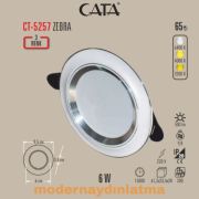 Cata CT-5257 6W 3 Renk Zebra Led Armatür Beyaz Kasa