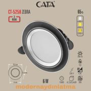 Cata CT-5258 6W 3 Renk Zebra Led Armatür Siyah Kasa