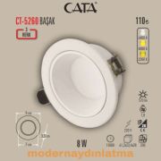 Cata CT-5260 8W 3 Renk Başak Led Spot Beyaz Kasa
