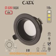 Cata CT-5261 8W 3 Renk Başak Led Spot Siyah Kasa