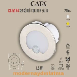 Cata CT-5174 Sensörlü Yuvarlak Koridor Spot Beyaz Işık