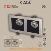 Cata CT-5226 Pars Satin-Siyah İkili Kare Dekoratif Spot