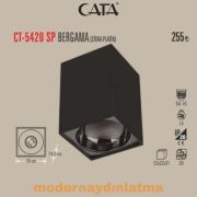 Cata CT-5420 Bergama Siyah-Platin Gu10 Duylu Sıva Üstü Armatür