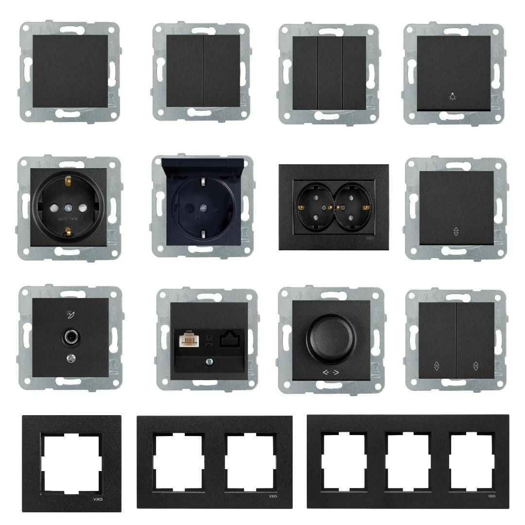 Viko Novella Serisi Siyah Renk Anahtar Prizler