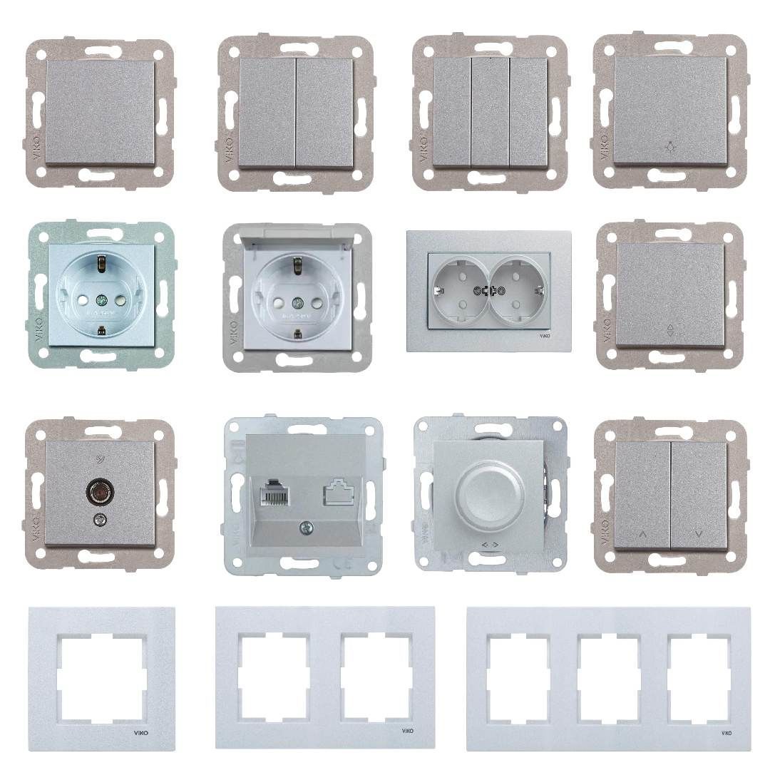 Viko Novella Serisi Gümüş Renk Anahtar Prizler