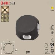 Cata CT-8012 8W Star Dış Mekan Modern Ledli Aplik Günışığı