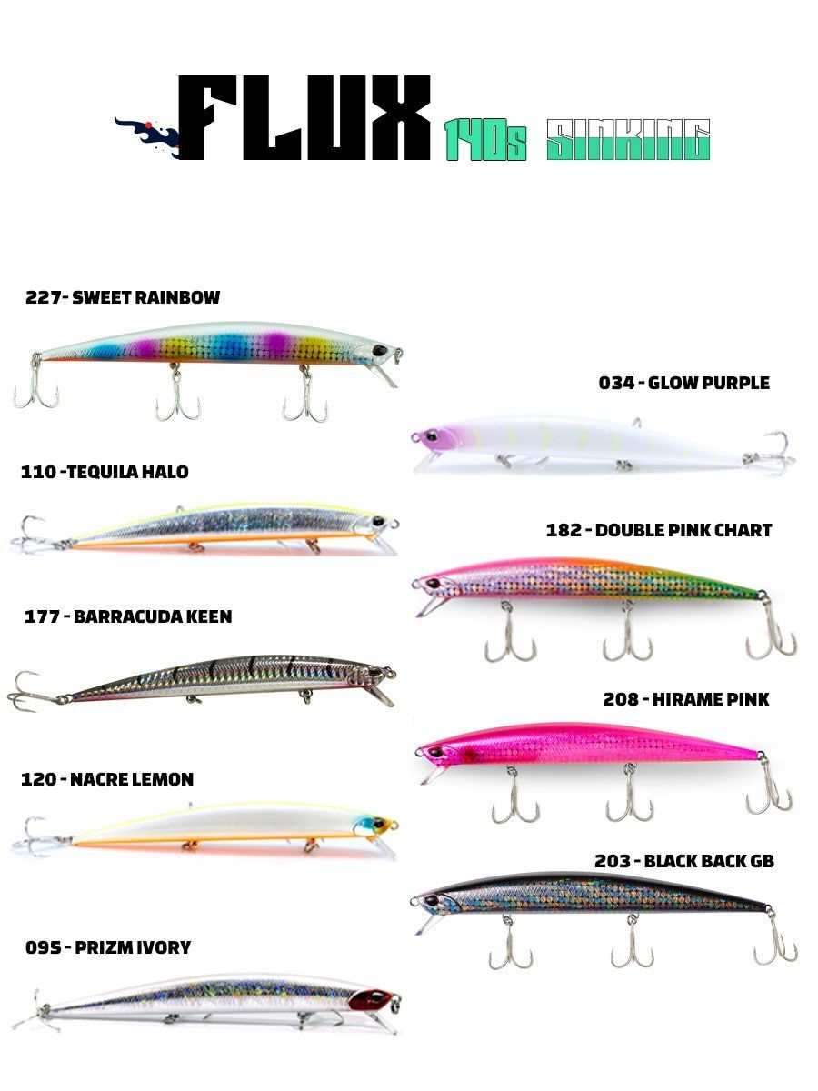 Fujin Flux 140mm 20.6gr Sinking Maket Balık - 034 Glow Purple