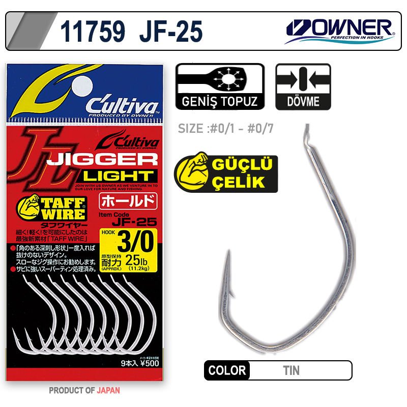 Cultiva 11759 Jigger Light Hold Jig İğnesi - 1/0