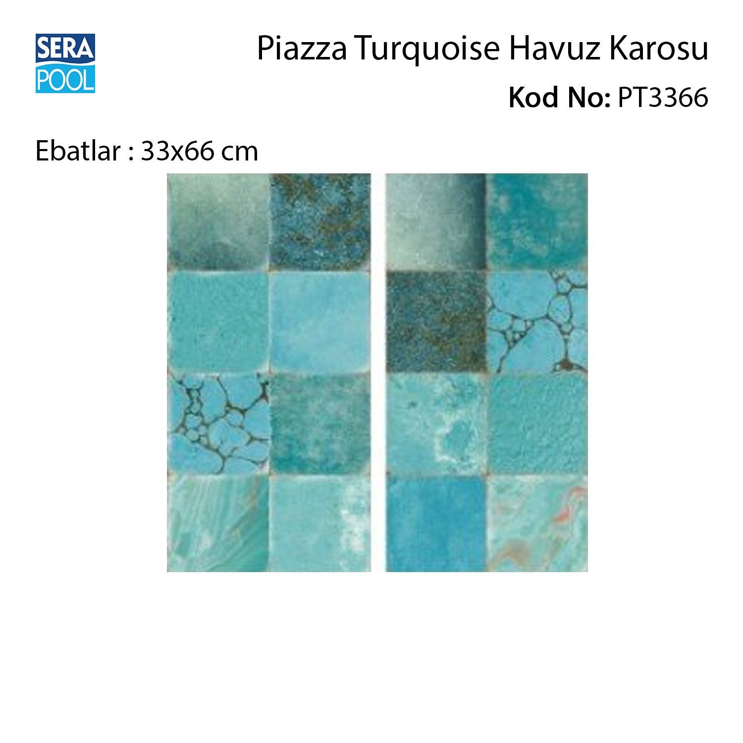 Piazza Turquoise (33x66 cm) Porselen Karo - m² 'si