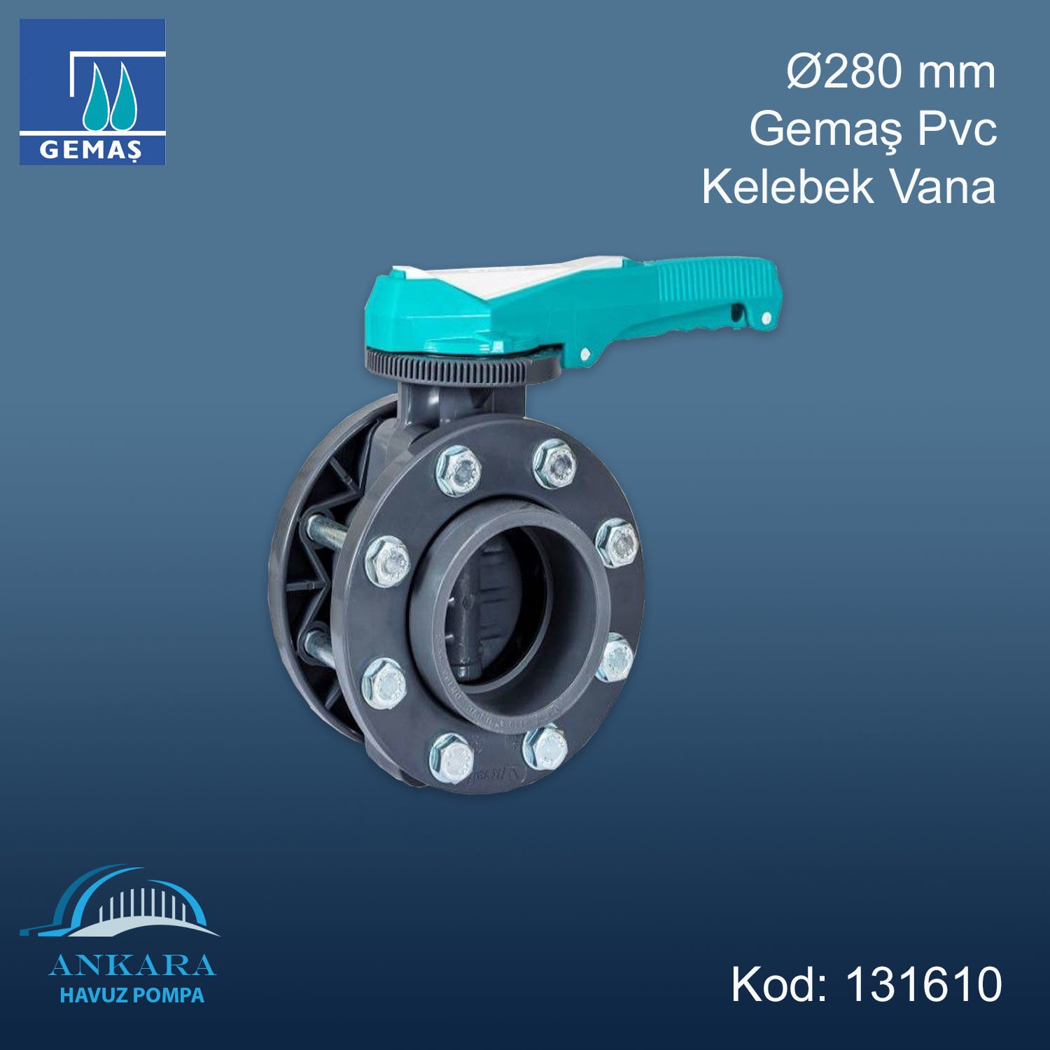 Ø280 mm Gemaş Pvc Kelebek Vana