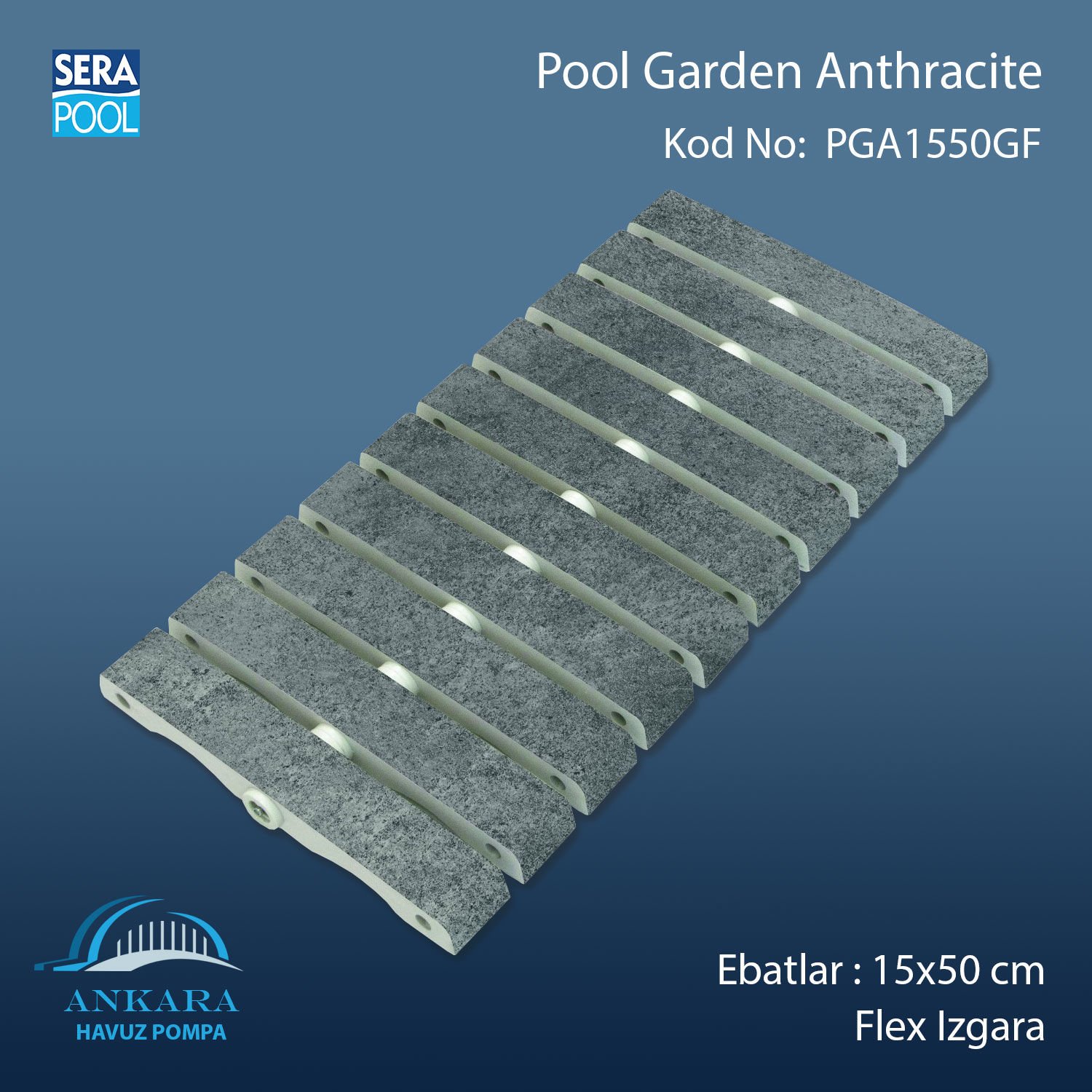 Pool Garden Anthracite 15x50 cm Flex Izgara