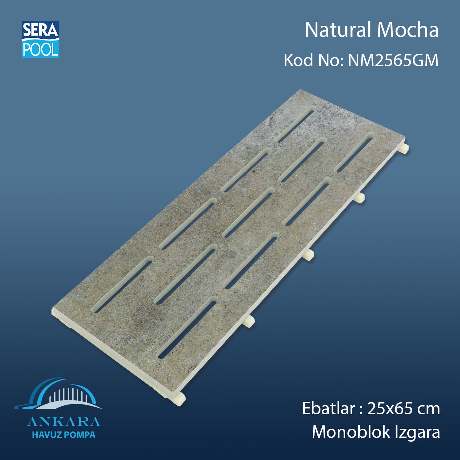 Natural Mocha 25x65 cm Monoblok Izgara