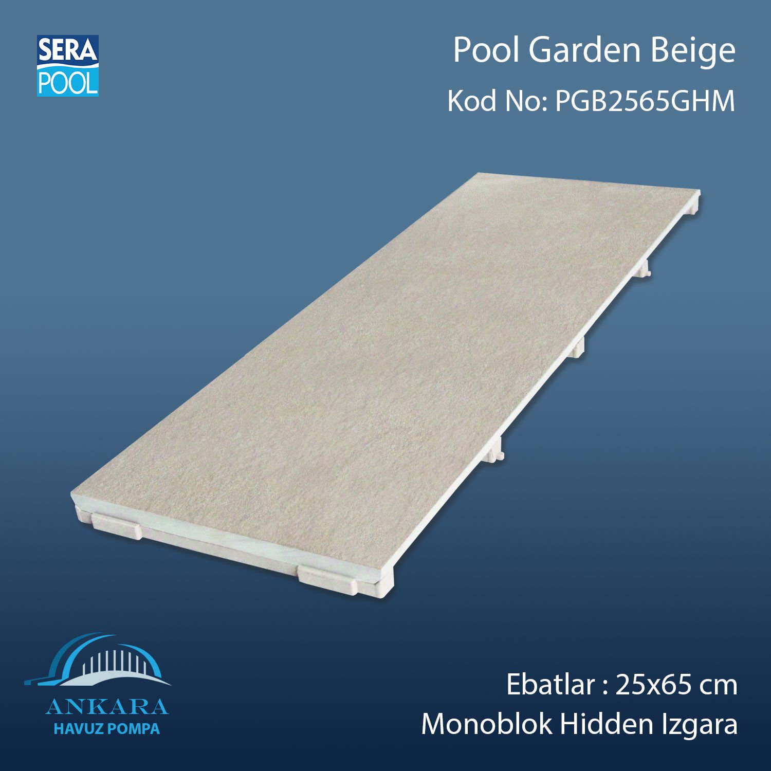 Pool Garden Beige 25x65 cm Monoblok Hidden Izgara