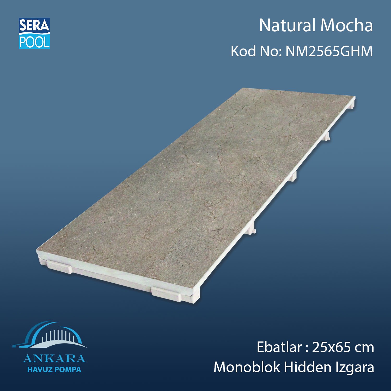 Natural Mocha 25x65 cm Monoblok Hidden Izgara