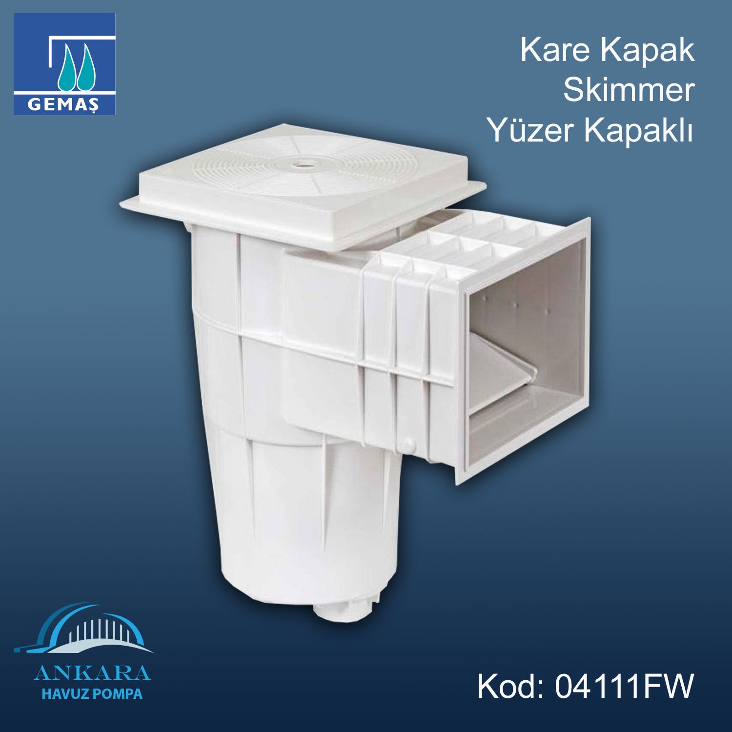 Standart Ağızlı Skimmerler - Kare Kapak Skimmer, Yüzer Kapaklı