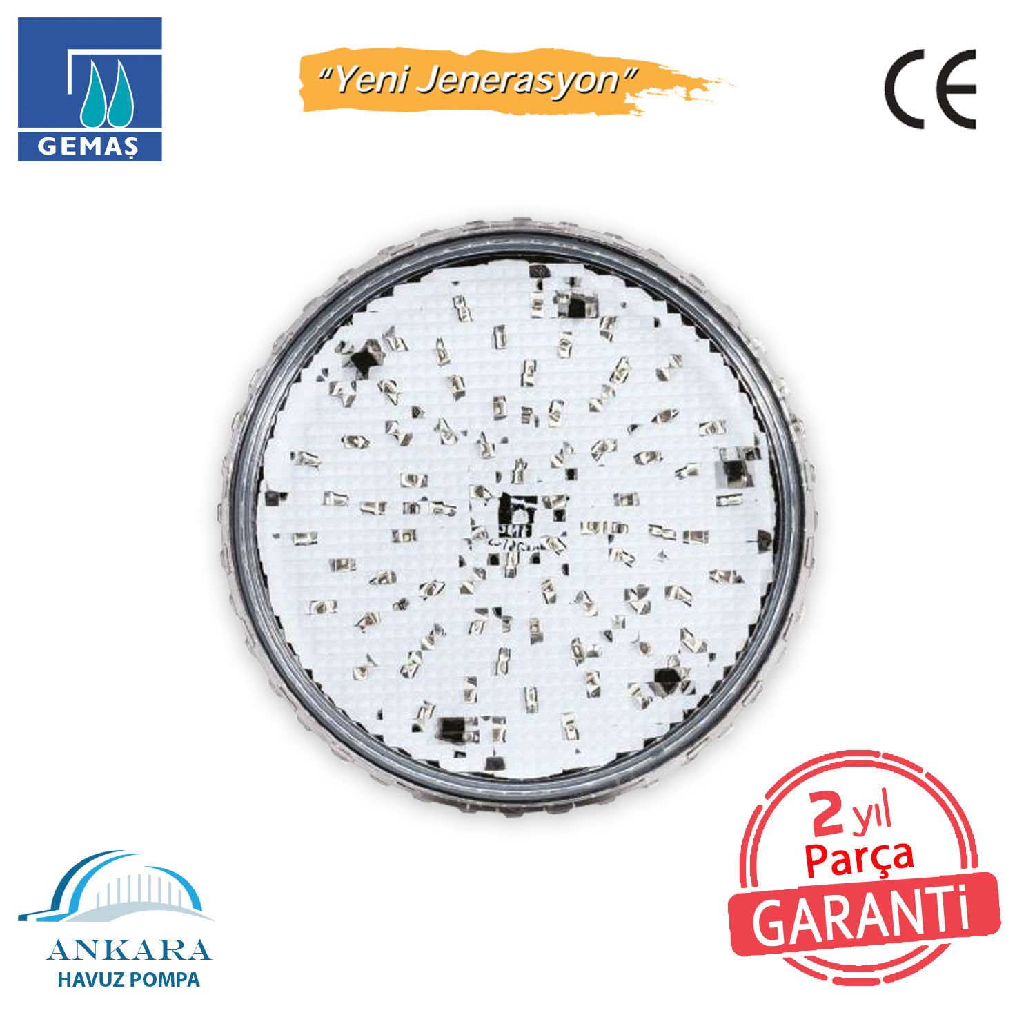 “ECOSlimLED” Havuz Sualtı Aydınlatma Ampulü - Değişim Kiti. 72 SMD LED, Tek Renkli Mavi