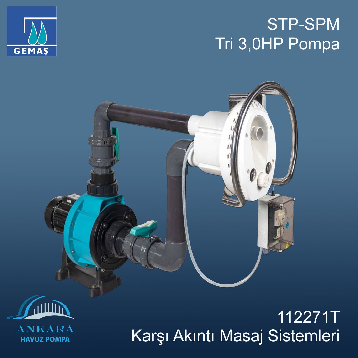 STP-SPM Karşı Akıntı Masaj Sistemi Tri 3,0HP Pompa