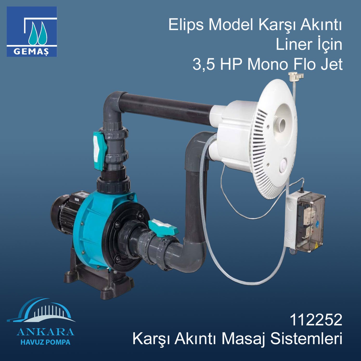 Elips Karşı Akıntı Liner İçin 3,5 HP Mono Flo Jet