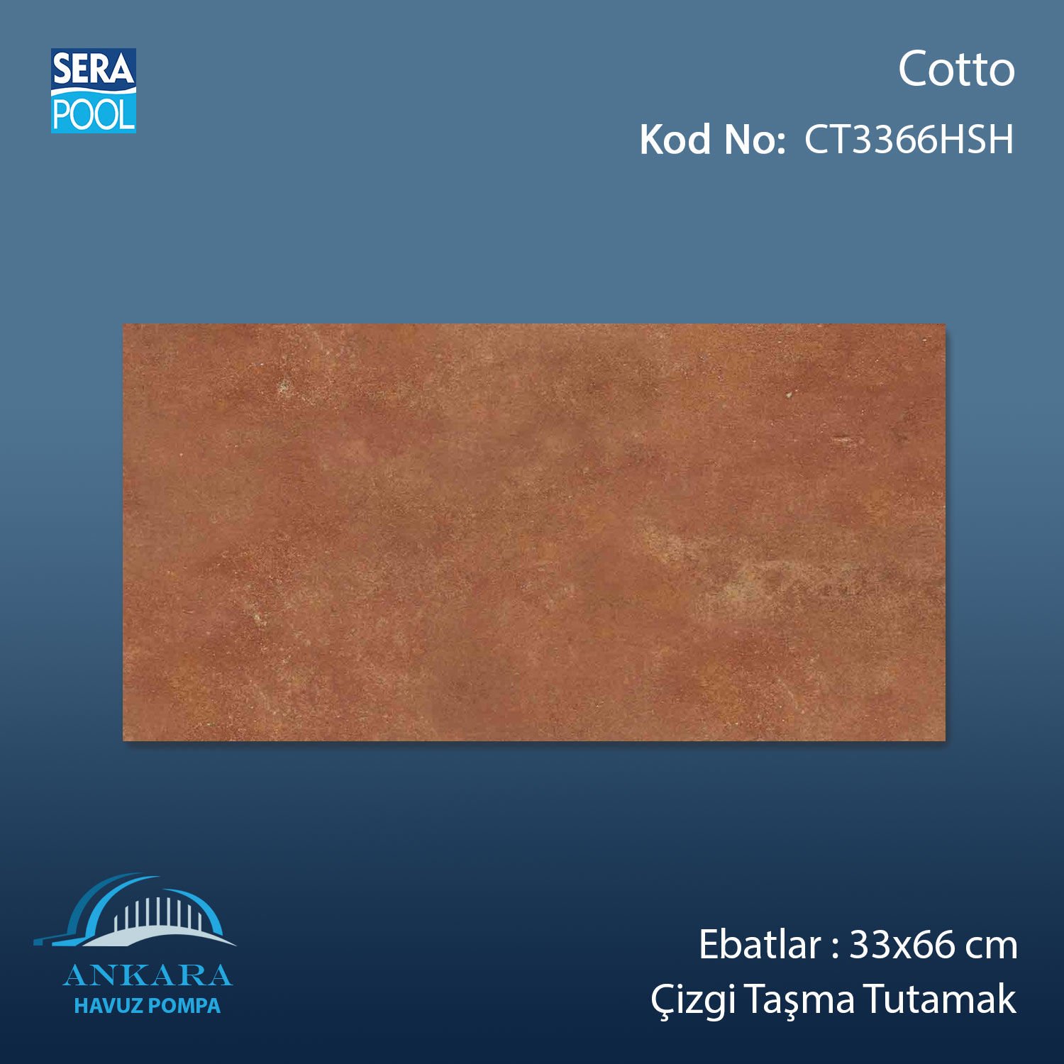 Cotto 33x66 cm Çizgi Taşma Tutamak