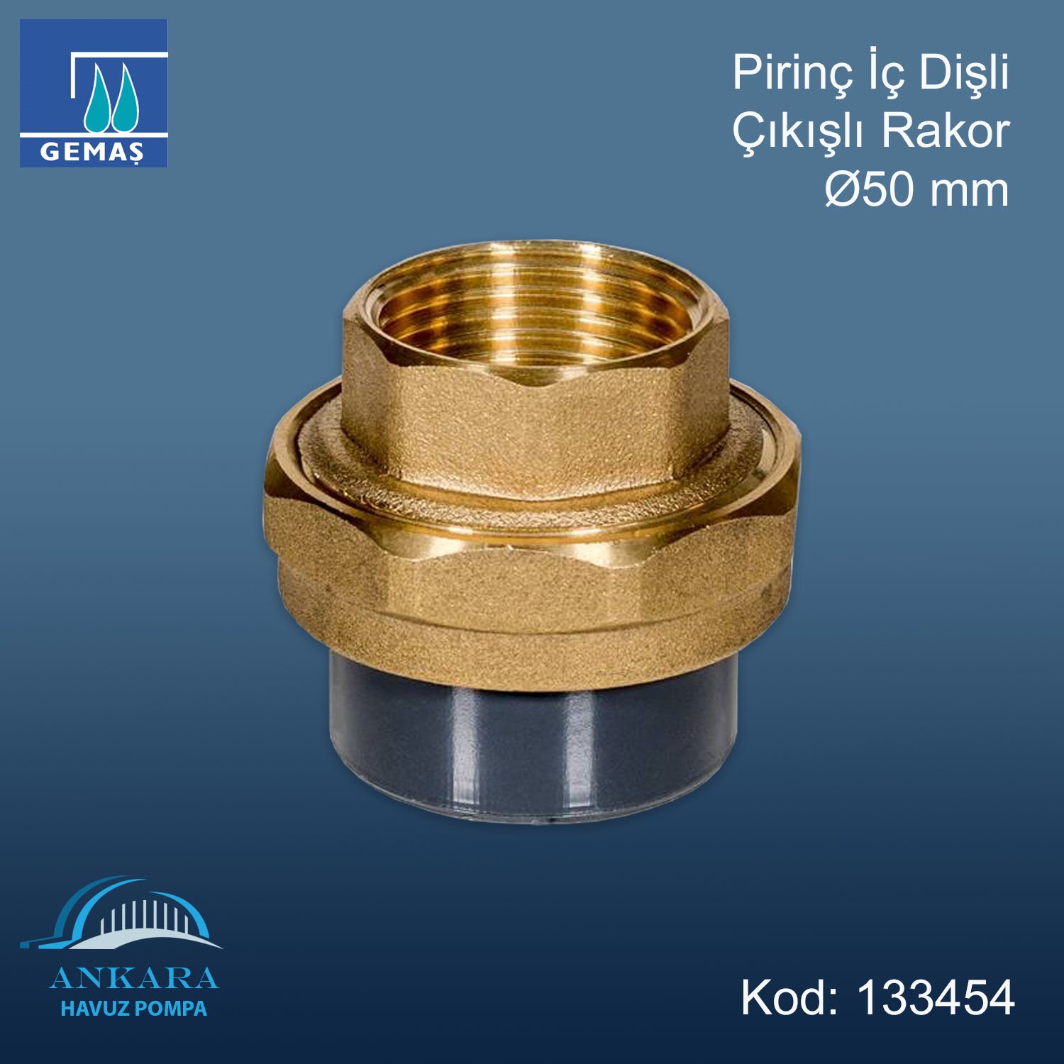 Ø50 mm İç Dış Çıkışlı Rakor