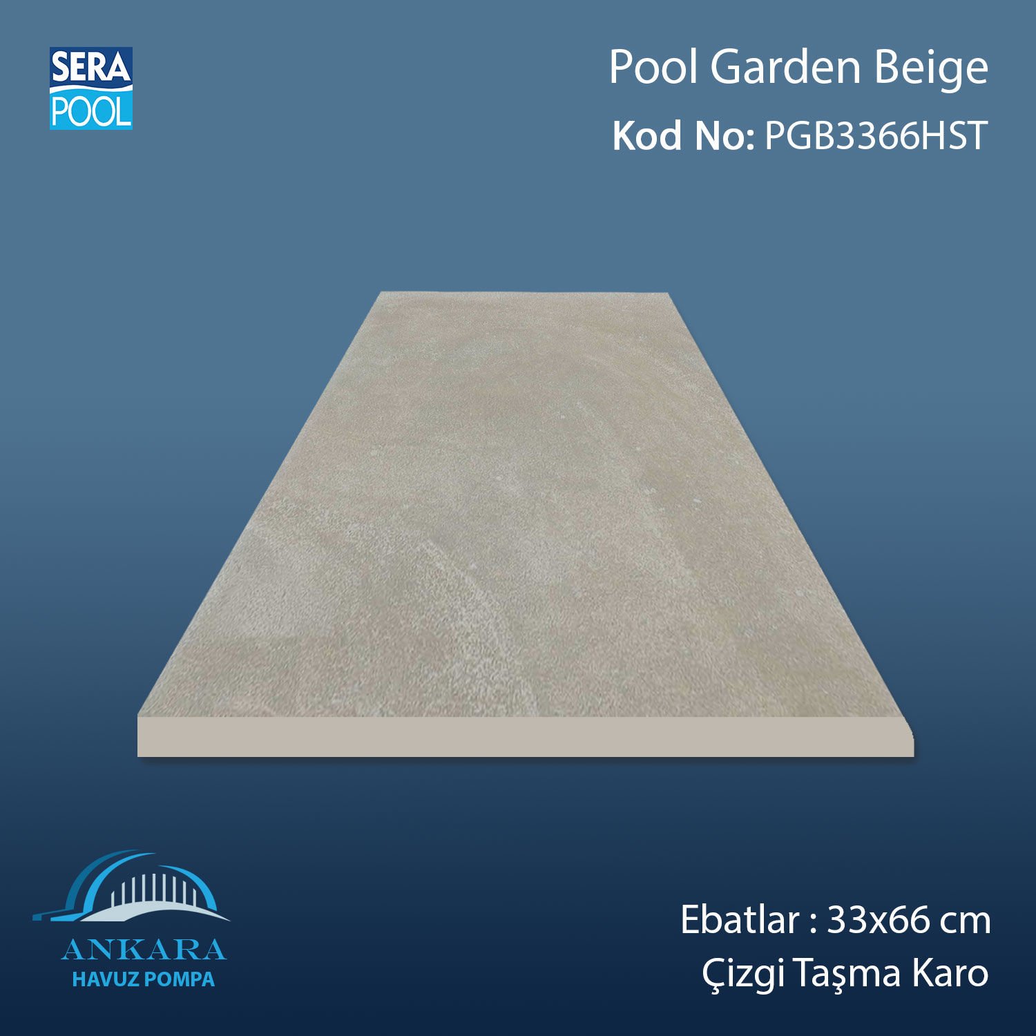 Pool Garden Beige 33x66 cm Çizgi Taşma Karo