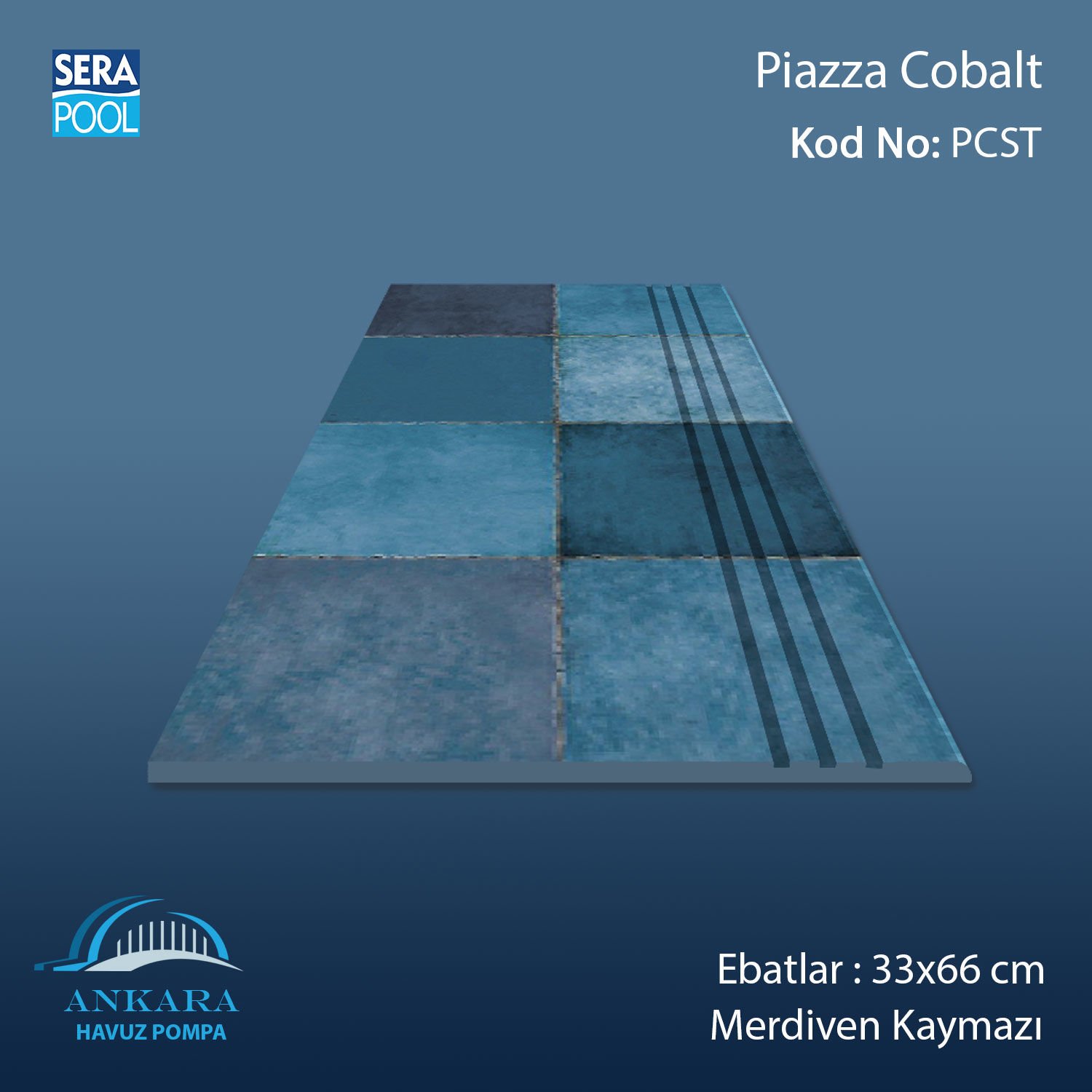 Piazza Cobalt 33x66 cm Merdiven Kaymazı