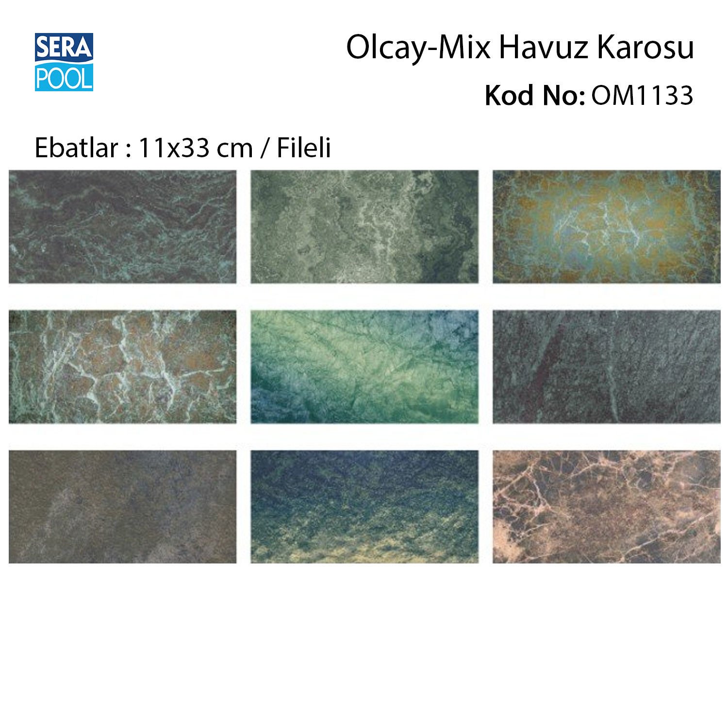 Olcay Mix (11x33 cm / Fileli) Porselen Karo - m² 'si