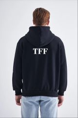 Sweatshirt, Siyah Kapüşonlu, İçi Polarlı, Üç İplik TFF