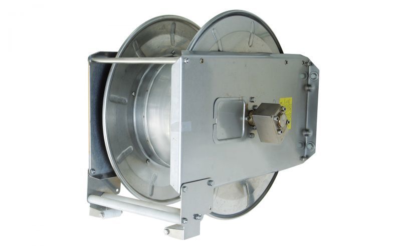 Hose reel with spring winding device 37/20 stainless steel for max 37m high pressure