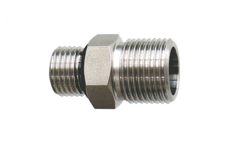 Nozzle holder 500 bar, 1/4'' outer thread x 3/8'' outer thread for coupling nut