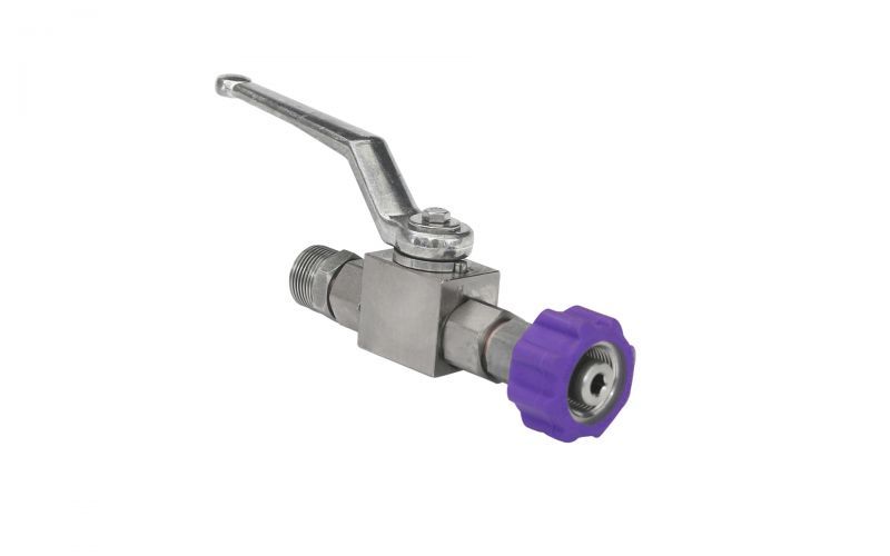 Ball valve 500 bar, 60 °C, M22 outer thread x M22 inner thread, DN 6