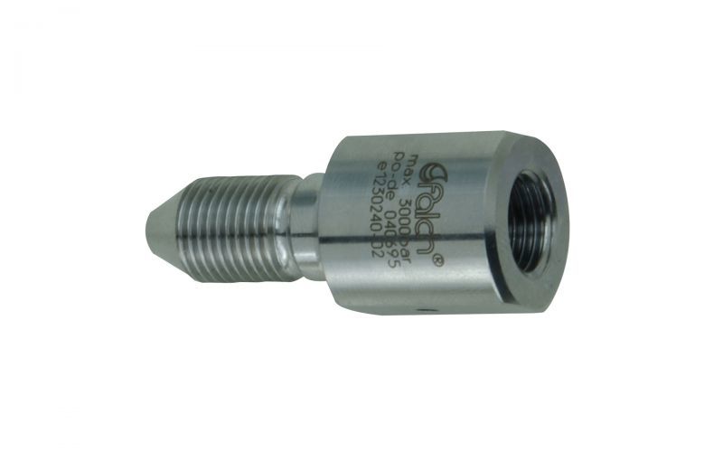 Reduction 3000 bar, M14-lh inner thread x 9/16''unf-lh outer thread