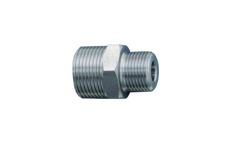 Double nipple 500 bar, M22 outer thread x 3/8'' outer thread, v2a