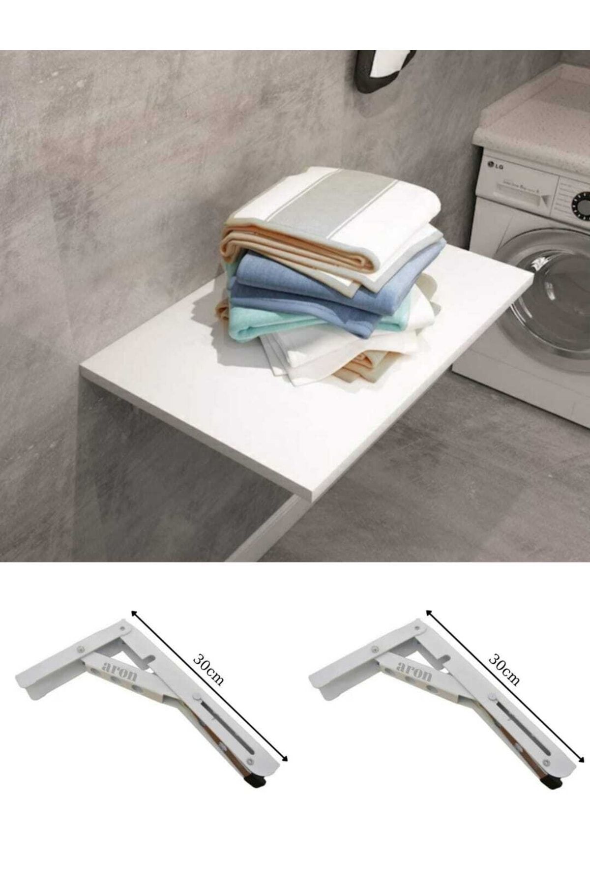 30cm Şen Tuşlu Mandallı Duvara Katlanabilir Masa Aparatı Raf Konsolu **çinko** 30cm (1 ÇİFT)