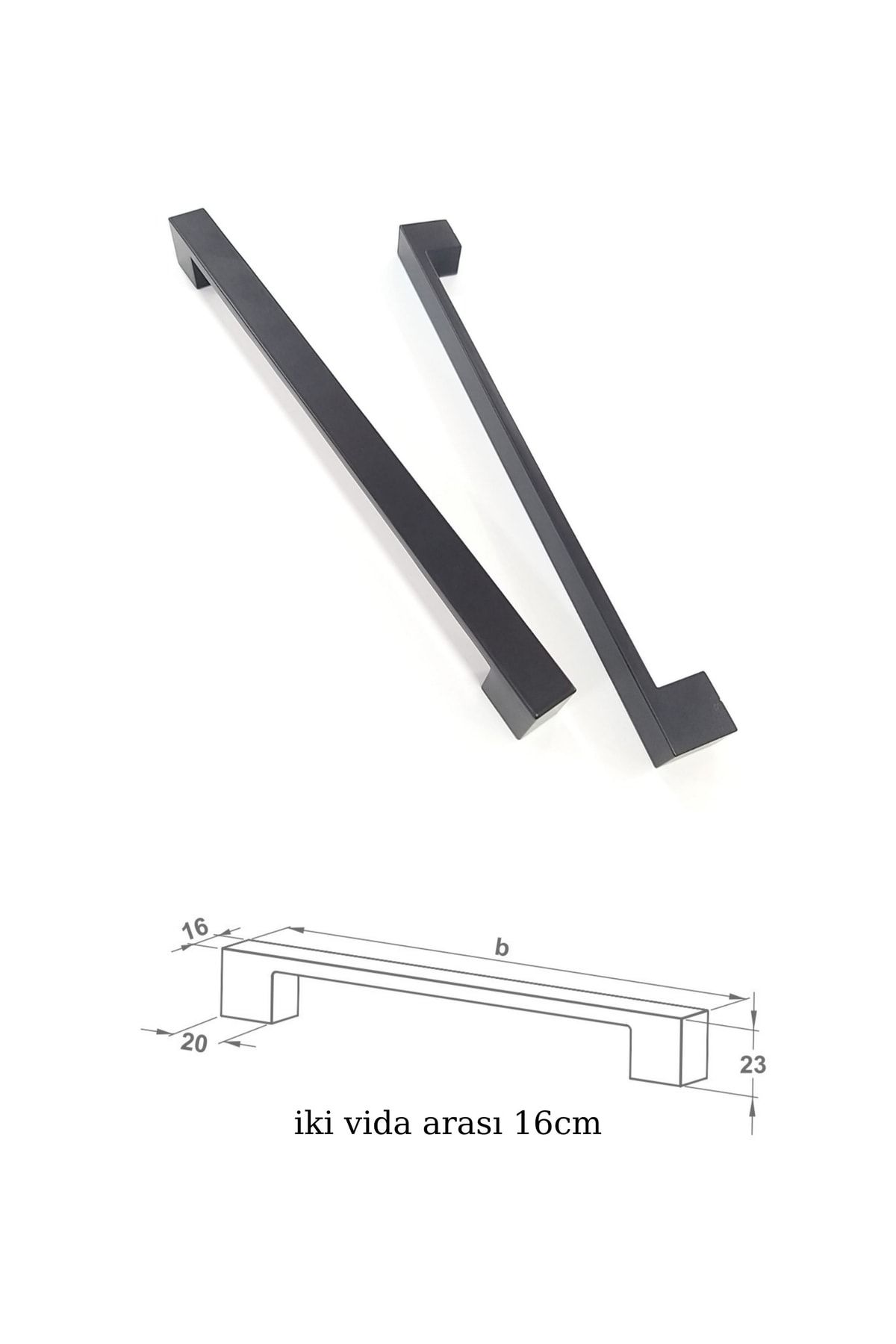 (2 ADET) 16mm Poyraz Kulp Mat Siyah **160mm** Çekmece Kapak Mutfak Tv Ünite Konsol Kulpu **160mm**