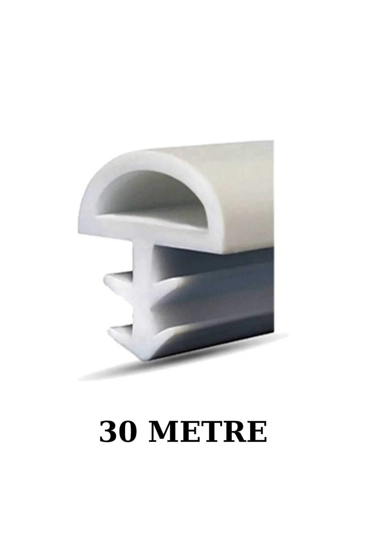 (30 METRE) BEYAZ D TİPİ CONTA (ORTADAN) TIRNAKLI AMERİKAN PANEL KAPI FİTİLİ