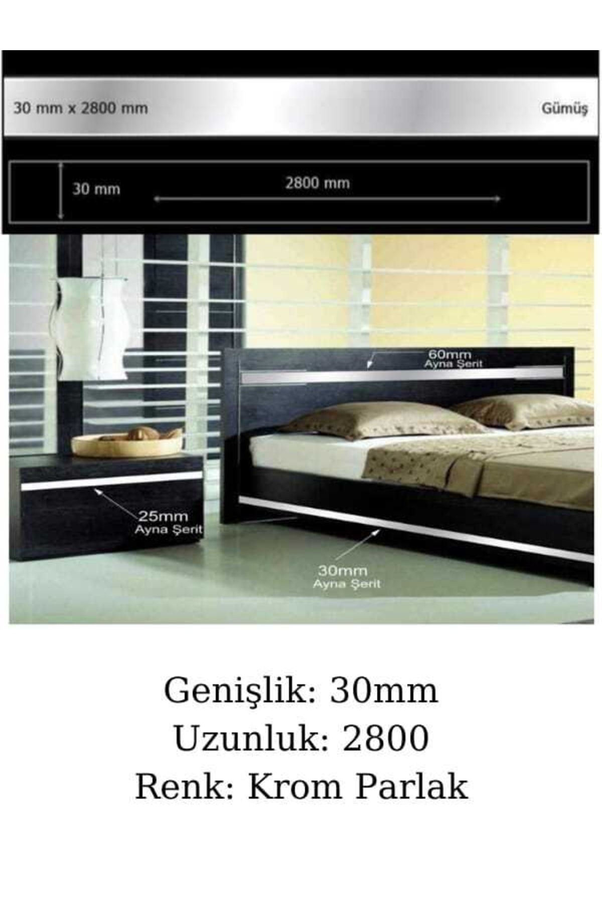 Bg (30MM) Dekoratif Yapışkanlı (SİLVER) Aynalı Pleksi Şerit Mobilya Dolap Süsü Krom - 30mm X 2800mm