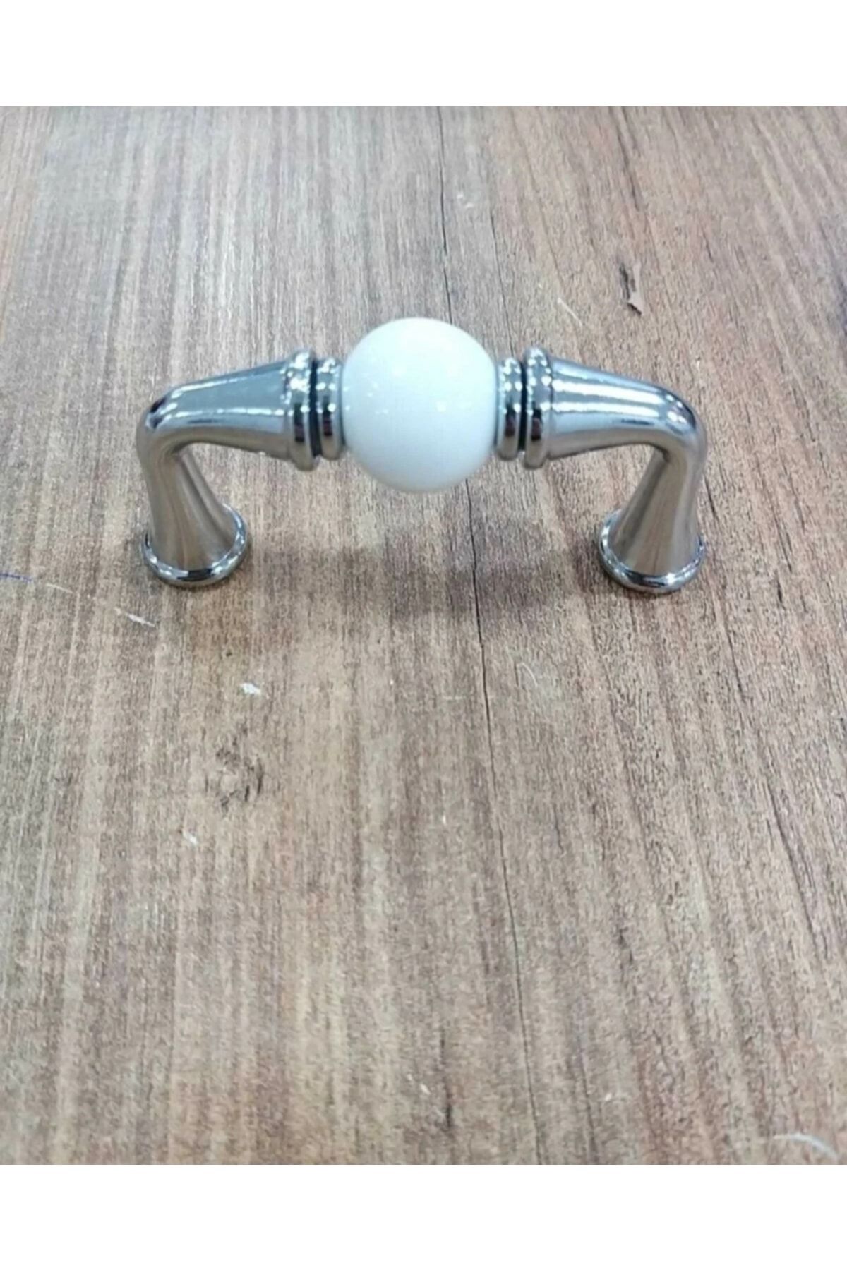 2090-10-064-000 Boncuk Porselen Kulp Mobilya Vestiyer Çekmece Dolap Kulbu Krom-beyaz 64mm
